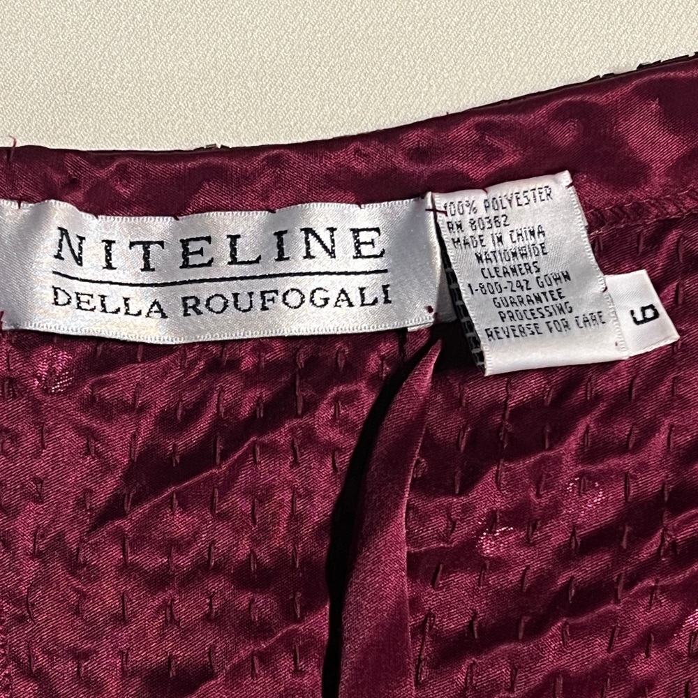 NITELINE DELLA ROUFOGALI‎ Vintage Sequin Halter Dress Burgundy Magenta Size 6 - Picture 3 of 7